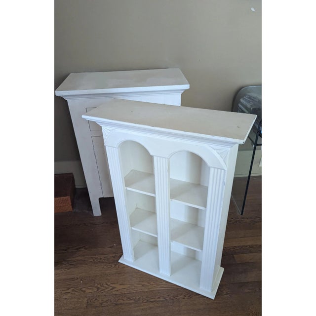 2000 - 2009 2 Piece Slender Farmhouse Cabinet and Shelving With Neoclassical Lines For Sale - Image 5 of 6