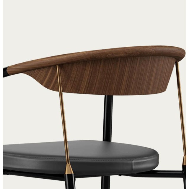 Wood Chairman Chair in Walnut with Upholstery in Black by Henrik Tengler for One Collection For Sale - Image 7 of 17
