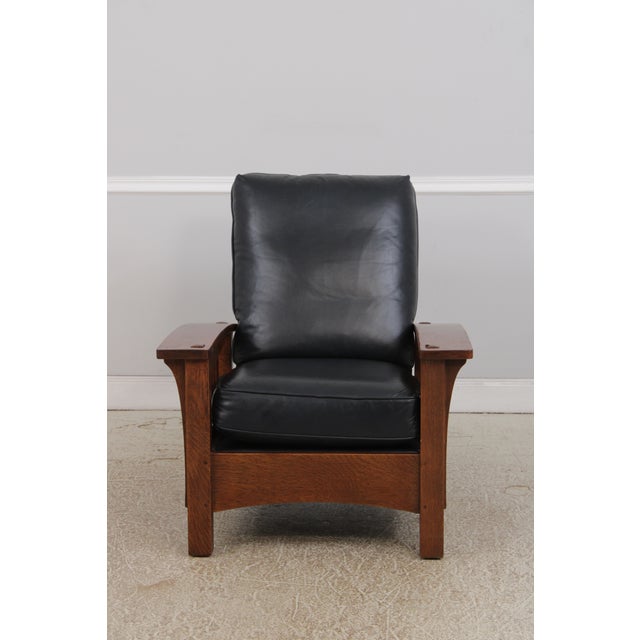 Mission Stickley Mission Oak Morris Chair & Matching Ottoman For Sale - Image 3 of 18