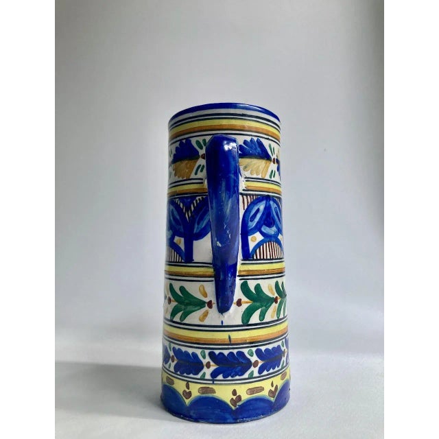 Vintage Toledo Bright Hand Painted Folk Art Pottery Pitcher For Sale In New York - Image 6 of 13