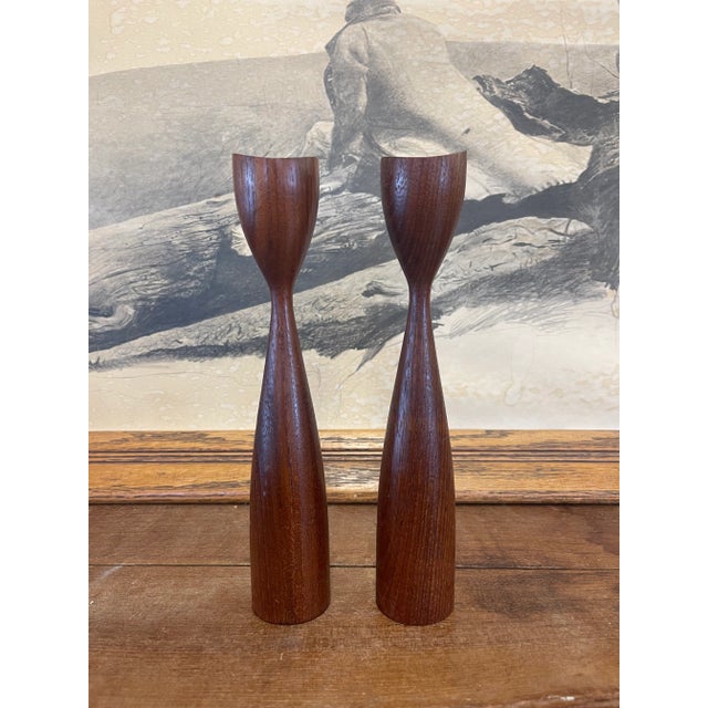 Vintage Pair of Mid Century Modern Atomic Decorative Candle Stick Holder For Sale In Seattle - Image 6 of 9