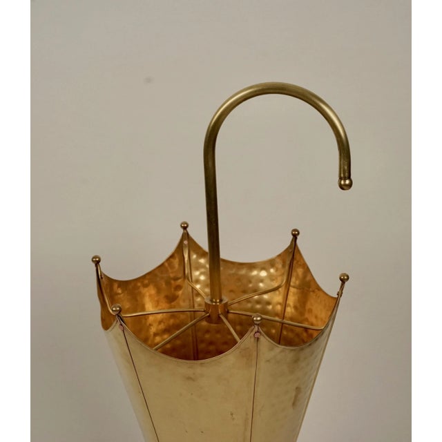 Hollywood Regency Mid-Century Brass Umbrella Stand For Sale - Image 3 of 10