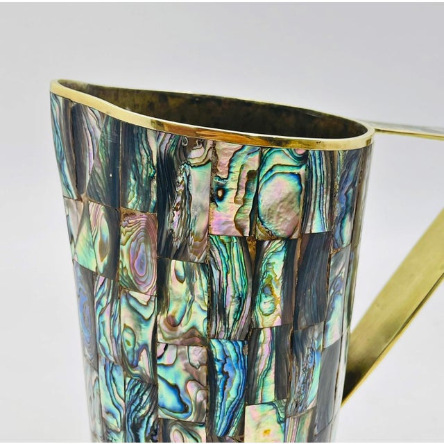 1960s Los Castillo Taxco Abalone Shell & Brass Pitcher, Mexican Modern For Sale - Image 17 of 18