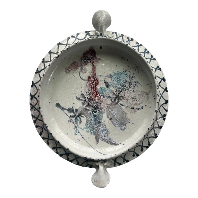 Vintage Handmade Pottery Decorative Bowl For Sale
