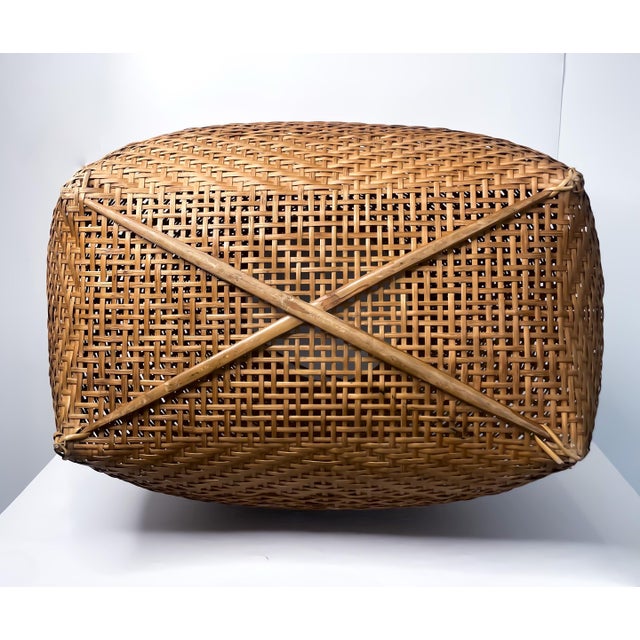 Wood Monumental Vintage Asian Fish Trap Basket Large Handwoven Wicker Creel Sculptural Organic Modern Decor For Sale - Image 7 of 9