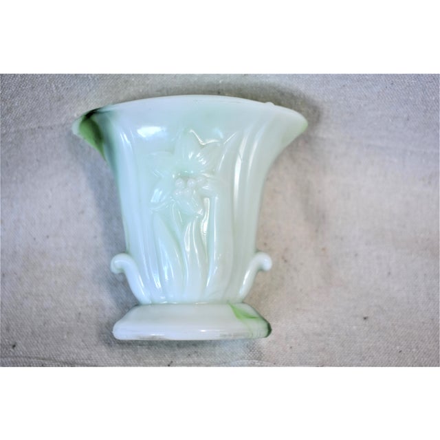 Vintage Green Marbelized Milk Glass Vase Chairish