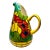 Vintage Art Nouveau Tiffany Style "Poppy Flowers" Painted Ceramic Pitcher, Yellow, Red, and Navy Blue For Sale