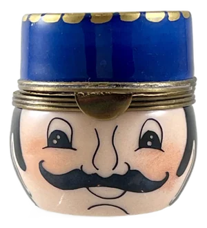 Limoges France Enameled Porcelain Gendarme Trinket Box