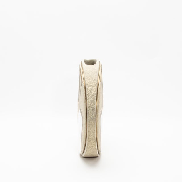 R & Y Augousti Modern Vase in Shagreen With Mother of Pearl and Brass Details by R&y Augousti For Sale - Image 4 of 12