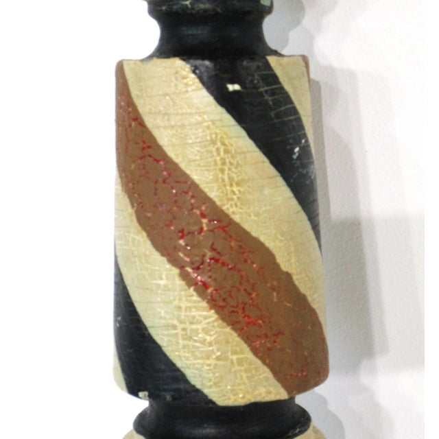Late 19th Century Vintage Folk Art Painted Small Barber Pole For Sale - Image 5 of 13