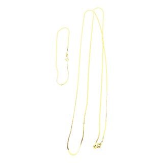 Vintage 14 Kt Yellow Gold 4.5 Gm, Italian Chain Necklace 30 " & Bracelet 7" Set For Sale