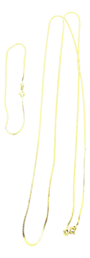 Vintage 14 Kt Yellow Gold 4.5 Gm, Italian Chain Necklace 30 " & Bracelet 7" Set
