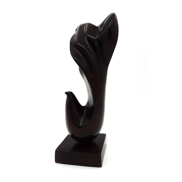 Vintage Organic Abstract Mahogany Wood Carved Sculpture, 1970s For Sale - Image 11 of 11