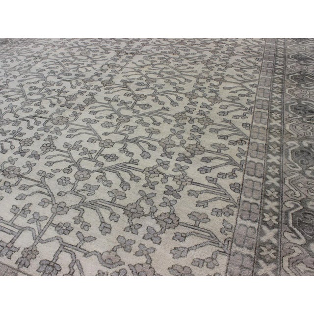 Textile Hand-Knotted Khotan Rug by Keivan Woven Arts in Wool With All-Over Design in Neutrals For Sale - Image 7 of 11
