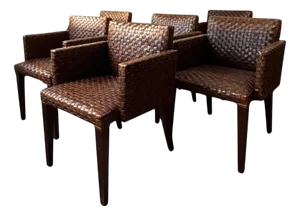 Italian Chairs with Woven Leather Covers, 1990s, Set of 6