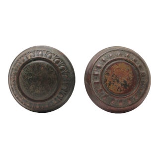 Antique Dark Bronze Egg & Dart Interior Door Knobs For Sale