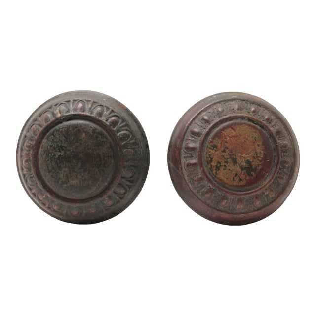Antique Dark Bronze Egg & Dart Interior Door Knobs For Sale