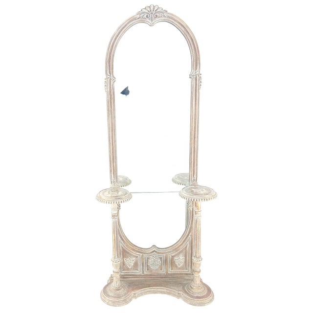 Wood Very Fine Carved & Gilt Wood Pier Mirror Built in Pedestals Flower Stands MINT! For Sale - Image 7 of 13