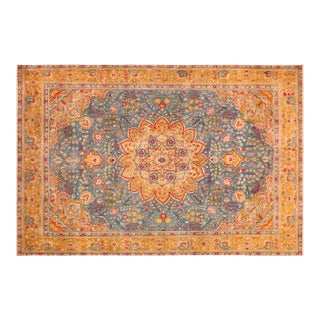 Hand-Painted Wool Rug 9.8x12.4 For Sale