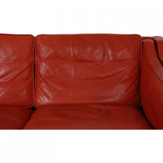 Model 2212 2-Seater Sofa in Red Leather by Børge Mogensen, 1980s For Sale - Image 13 of 18
