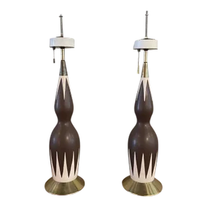Mid-Century Modern Hourglass Table Lamps Attributed to Gerald Thurston - a Pair