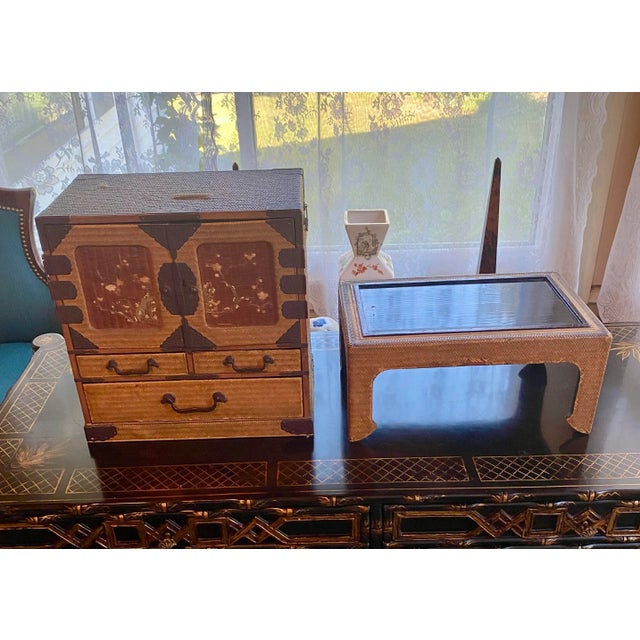 1950s Curved Leg Japanese Woven Bamboo Cabinet For Sale - Image 12 of 12