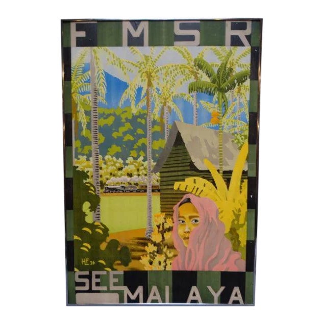 1930s Vintage Malaya Railway Poster For Sale