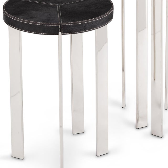 Traditional Regina Andrew Andres Hair on Hide Mixer Table Set, Polished Nickel For Sale - Image 3 of 7