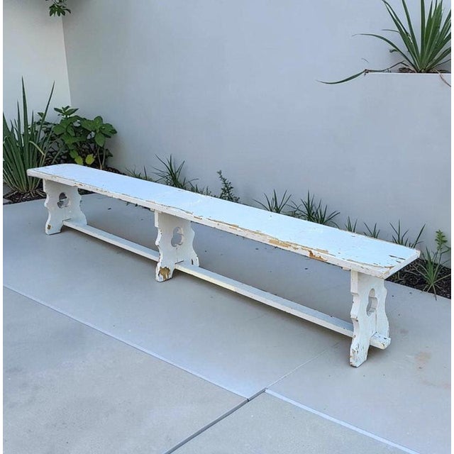 French Wooden Farmhouse Garden Bench, 1960s For Sale - Image 3 of 10