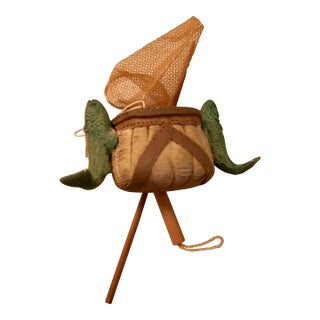 Christmas Tree Ornament: Fishing Basket With Fish, Net and Pole For Sale