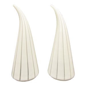 Pair of Large Italian Vetri Murano Glass White and Striped Horn/Conical Shaped Table Lamps