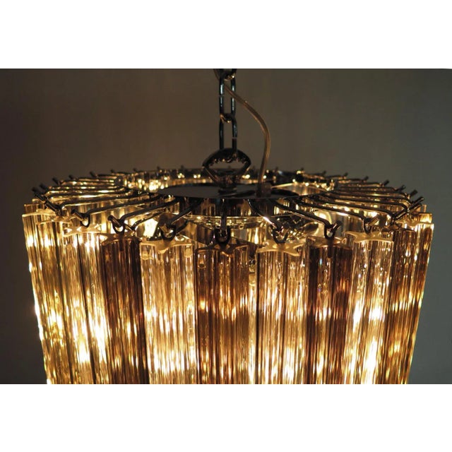 Vintage Italian Chandelier with 86 Smoked Glass Prisms, 1983 For Sale - Image 4 of 15