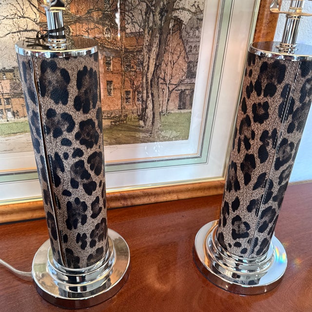 African Leopard Print Table Lamps, Pair For Sale - Image 12 of 12