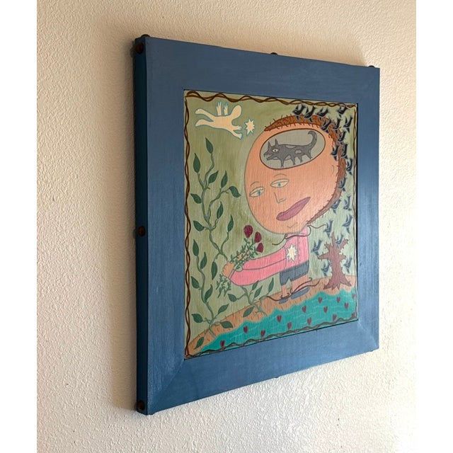 Original Folk Art Acrylic Painting/ "Thought" For Sale - Image 4 of 6