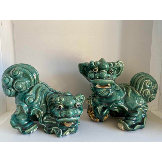 Mid Century Green Foo Dogs a Pair Chairish