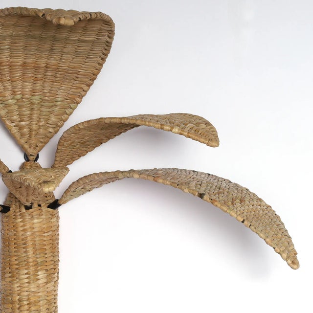 Early 21st Century Pair of Woven Reed Palm Tree Wall Sconces From the Fs Flores Collection For Sale - Image 5 of 10