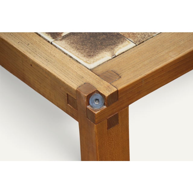 Coffee Table in Elm and Ceramic by Pierre Chapo, 1960 For Sale - Image 9 of 17