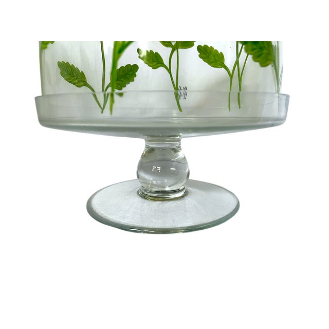 Signed and Hand-Painted Glass Cake or Dessert Stand With Cloche Lid Decorated With Flowers and Bees For Sale In Jacksonville, FL - Image 6 of 8