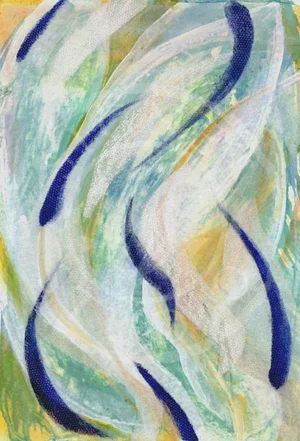 Abstract Swirl, Mixed Media Painting and Collage