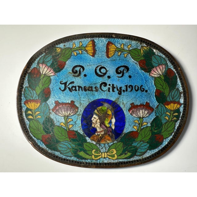 Antique Cloisonne Souvenir Trays: Priests of Pallas, Kansas City 1906 For Sale - Image 4 of 9