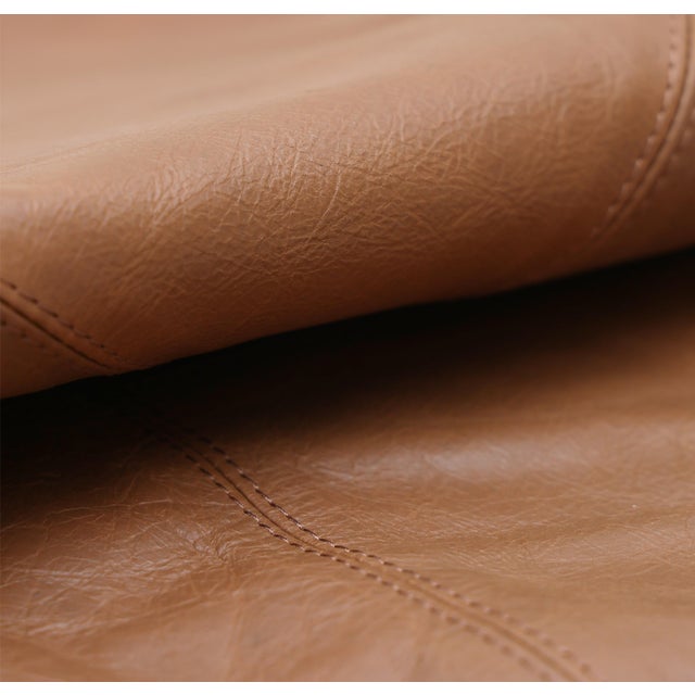 Farmhouse Luxury Camel Brown Genuine Leather Throw Pillow 18x18 | Handmade Modern Leather Cushion For Sale - Image 3 of 8