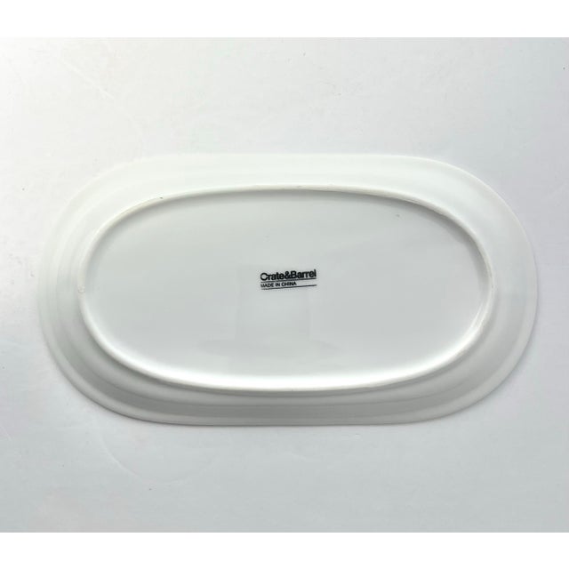 2010s Contemporary Crate & Barrel Porcelain White Oval Oblong Appetizer Plates - Set of 6 For Sale - Image 5 of 5