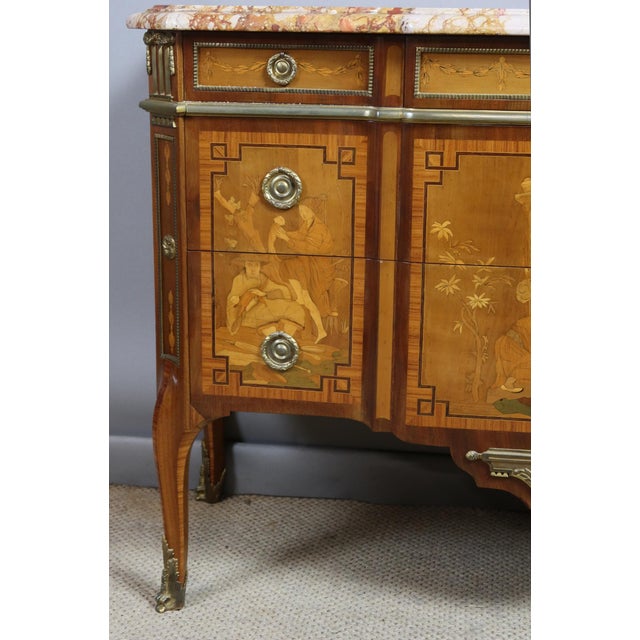 Transitional Marquetry Chest of Drawers, 1970s For Sale - Image 9 of 15