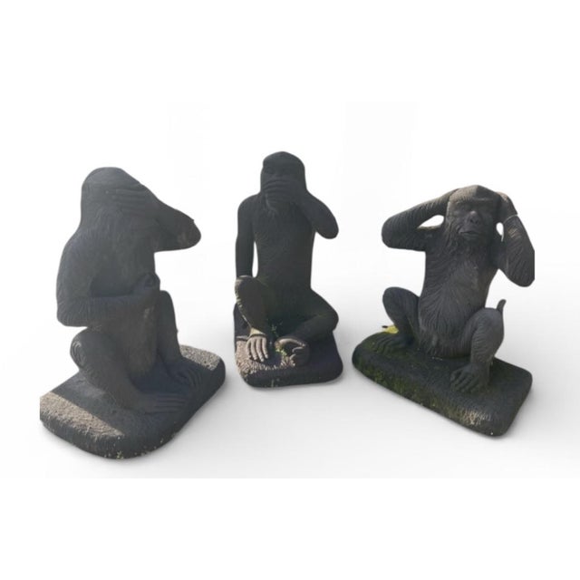 2000 - 2009 Balinese Large Scale "Three Wise Monkeys" Garden Sculptures - Set of 3 For Sale - Image 5 of 7