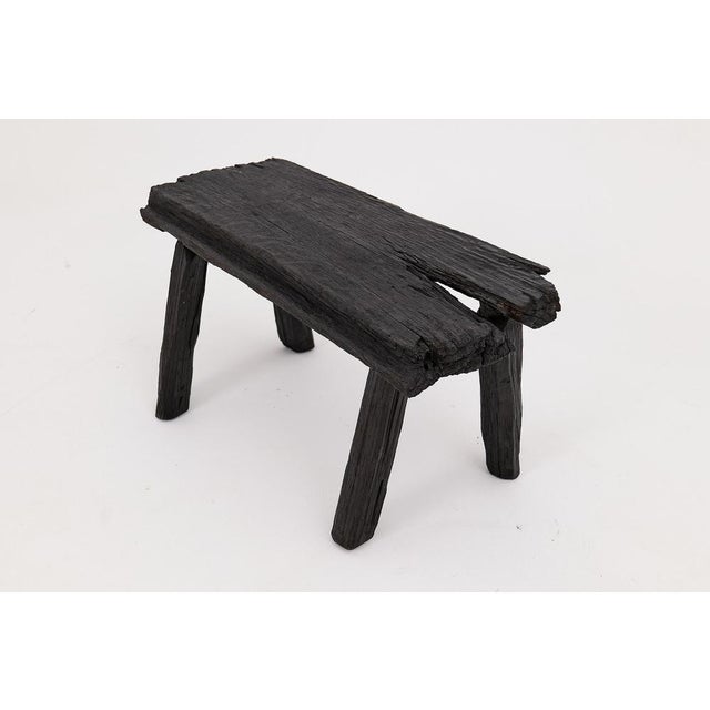 Rustic Blackened Wood Stool by Logniture For Sale - Image 6 of 17