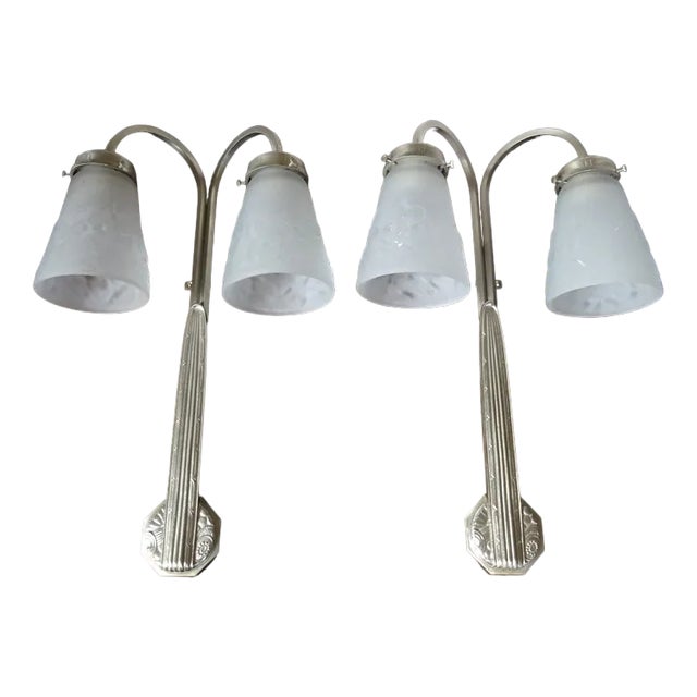 Art Deco Wall Lamps from Muller Frères, Luneville, 1920s, Set of 2 For Sale