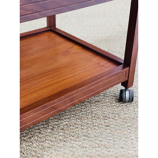 Vintage Teak and Ceramic Coffee Table on Casters, 1960s For Sale - Image 6 of 10