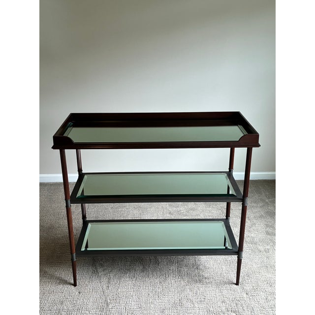 Elegant tiered serving console or dry bar designed by Jacques Garcia for Baker Furniture, showcasing the designer’s...