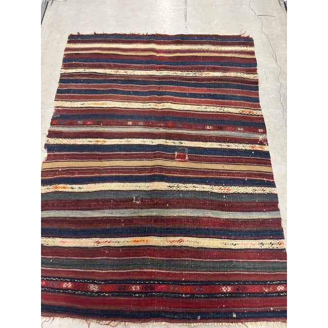 1960s Vintage Multi-Stripes Flat Woven Kilim For Sale - Image 5 of 5