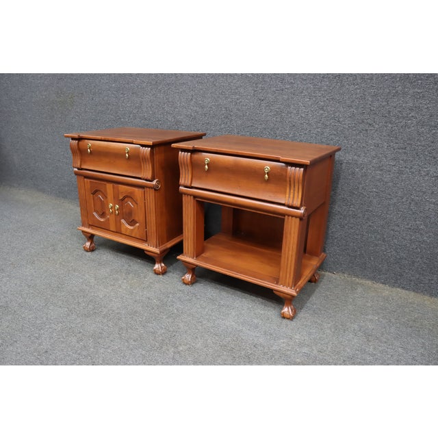 Late 20th Century Pair of Dutch Designs Cherry Wood Traditional Nightstands For Sale - Image 5 of 13